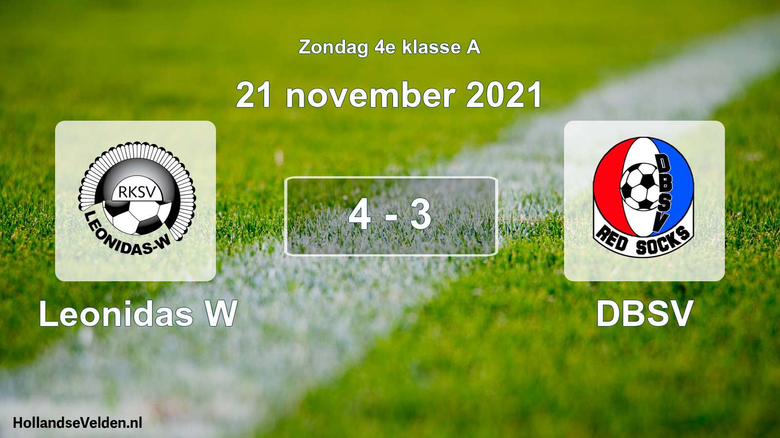 Total number of matches played: Leonidas W - DBSV 4 - 3 (21 November 2021)