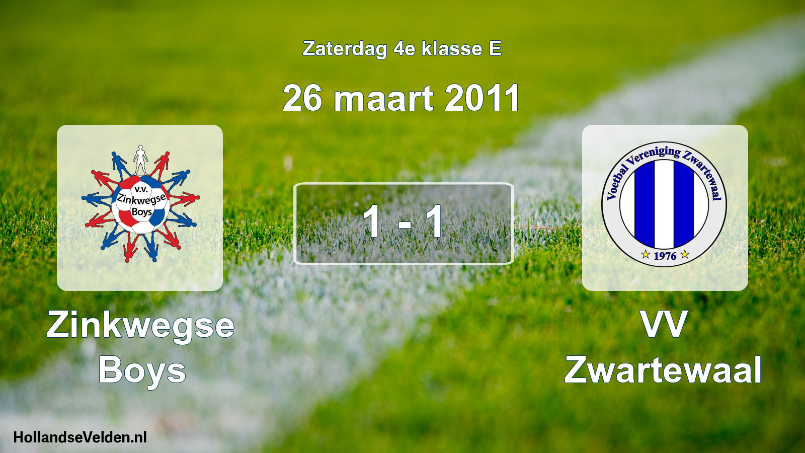 Total number of matches played: Zinkwegse Boys - VV Zwartewaal 1 - 1 (26 March 2011)