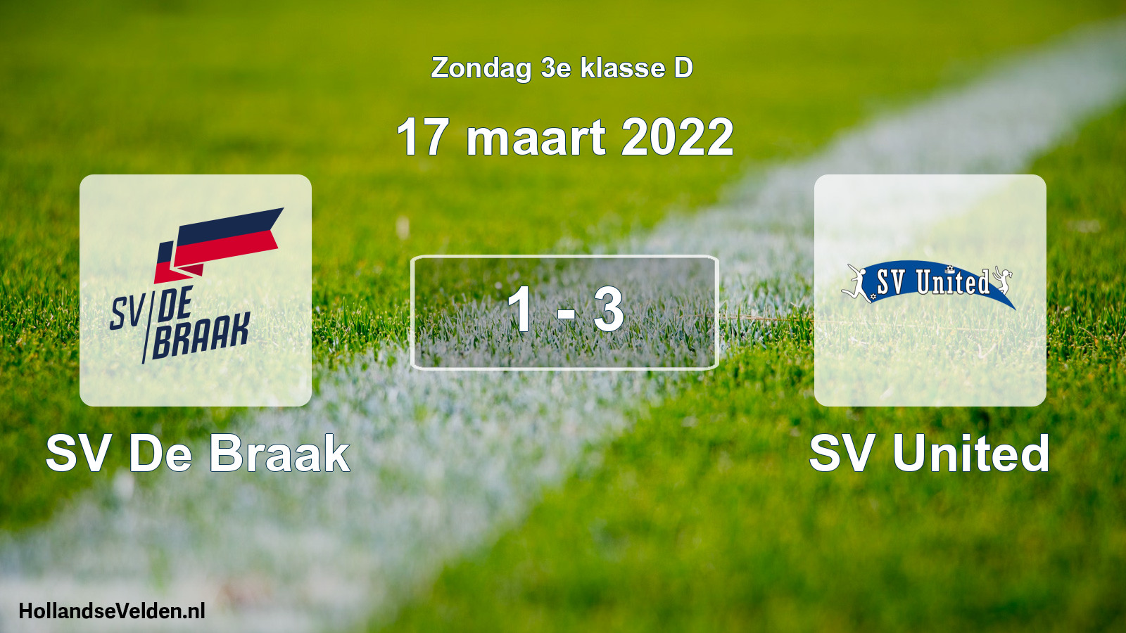 Total number of matches played: SV De Braak - SV United 1 - 3 (17 March 2022)