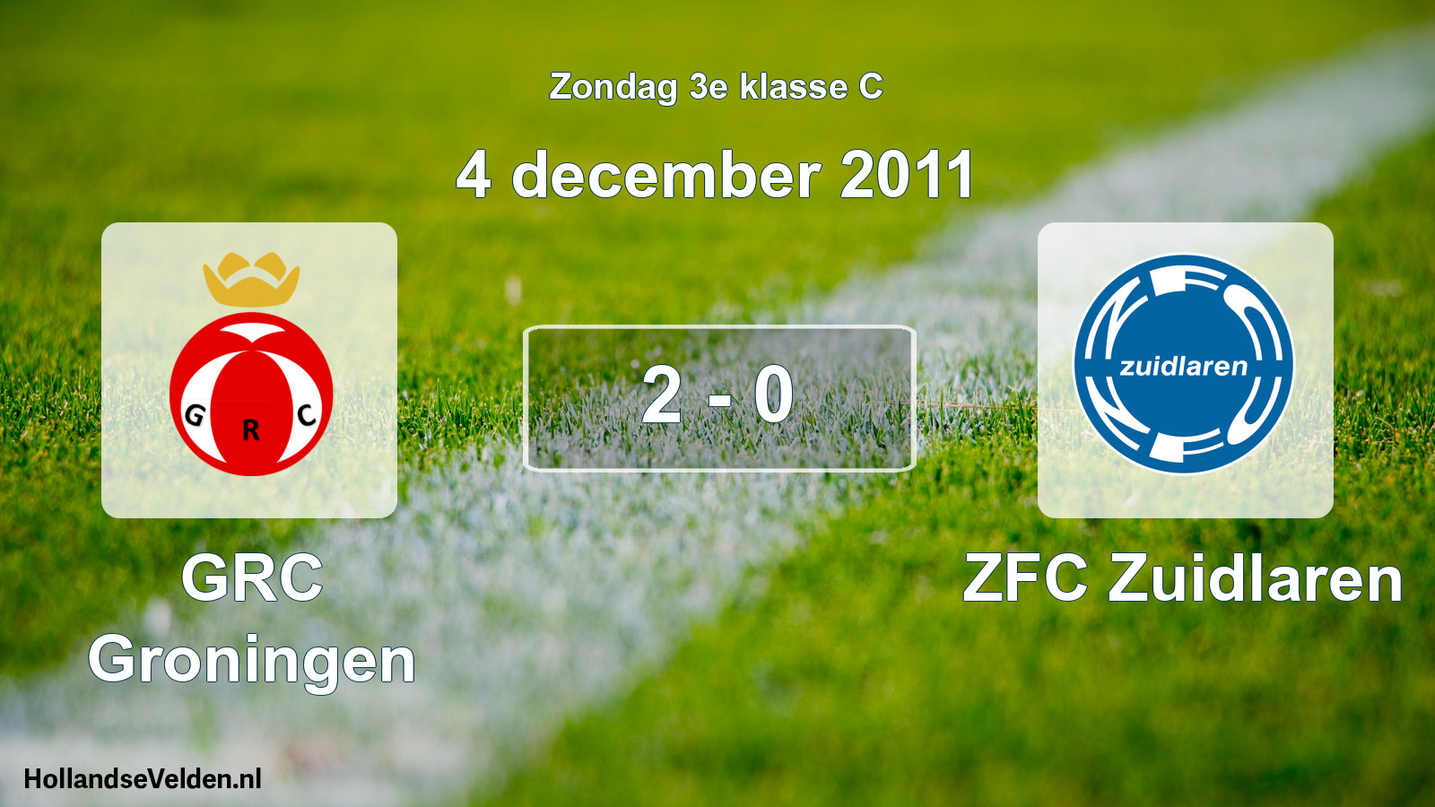 Total number of matches played: GRC Groningen - ZFC Zuidlaren 2 - 0 (4 December 2011)