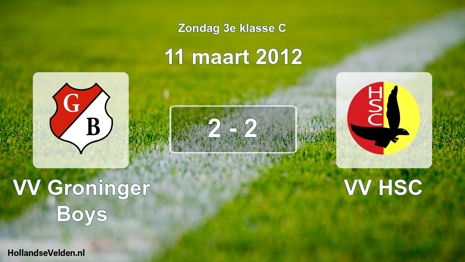 Total number of matches played: VV Groninger Boys - VV HSC 2 - 2 (11 March 2012)