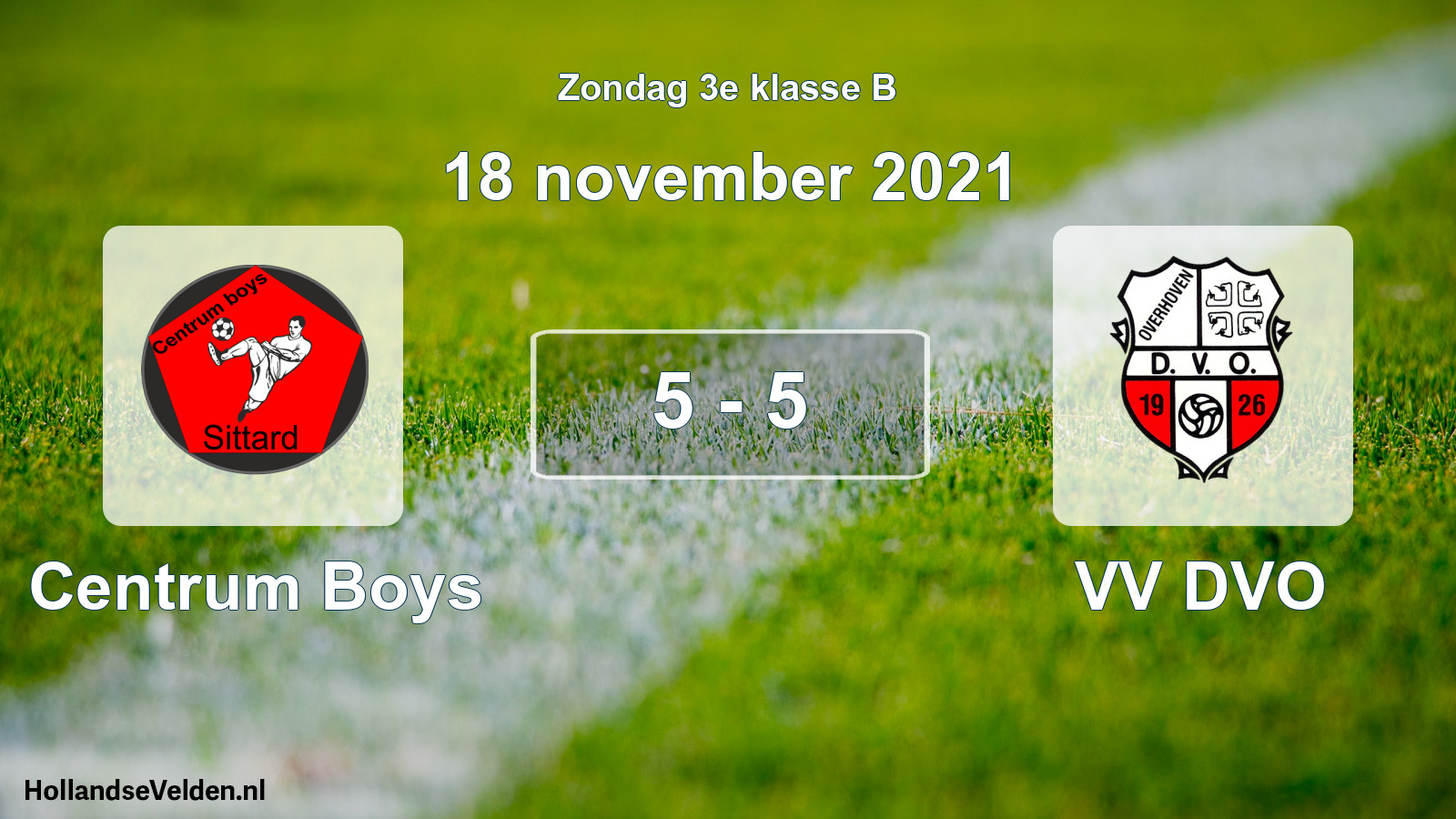 Total number of matches played: Centrum Boys - VV DVO 5 - 5 (18 November 2021)