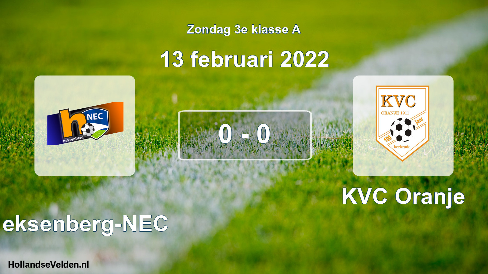 Total number of matches played: Heksenberg-NEC - KVC Oranje 0 - 0 (13 February 2022)