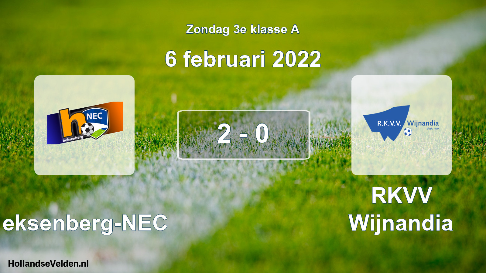 Total number of matches played: Heksenberg-NEC - RKVV Wijnandia 2 - 0 (6 February 2022)