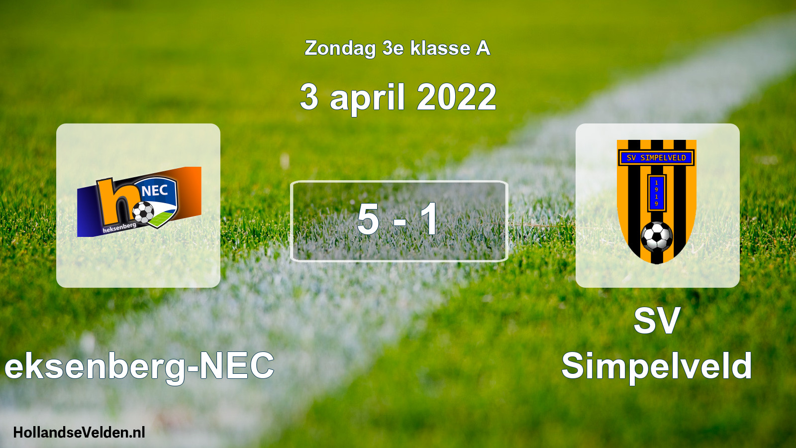 Total number of matches played: Heksenberg-NEC - SV Simpelveld 5 - 1 (3 April 2022)