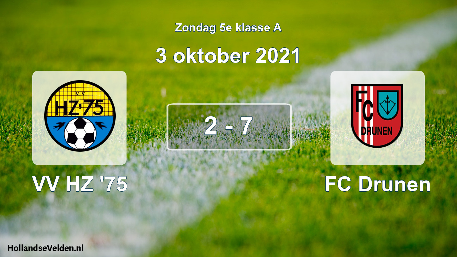 Total number of matches played: VV HZ '75 - FC Drunen 2 - 7 (3 October 2021)