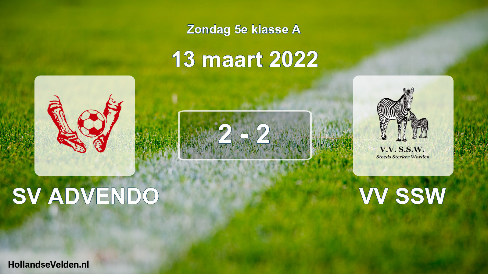 Total number of matches played: SV ADVENDO - VV SSW 2 - 2 (13 March 2022)