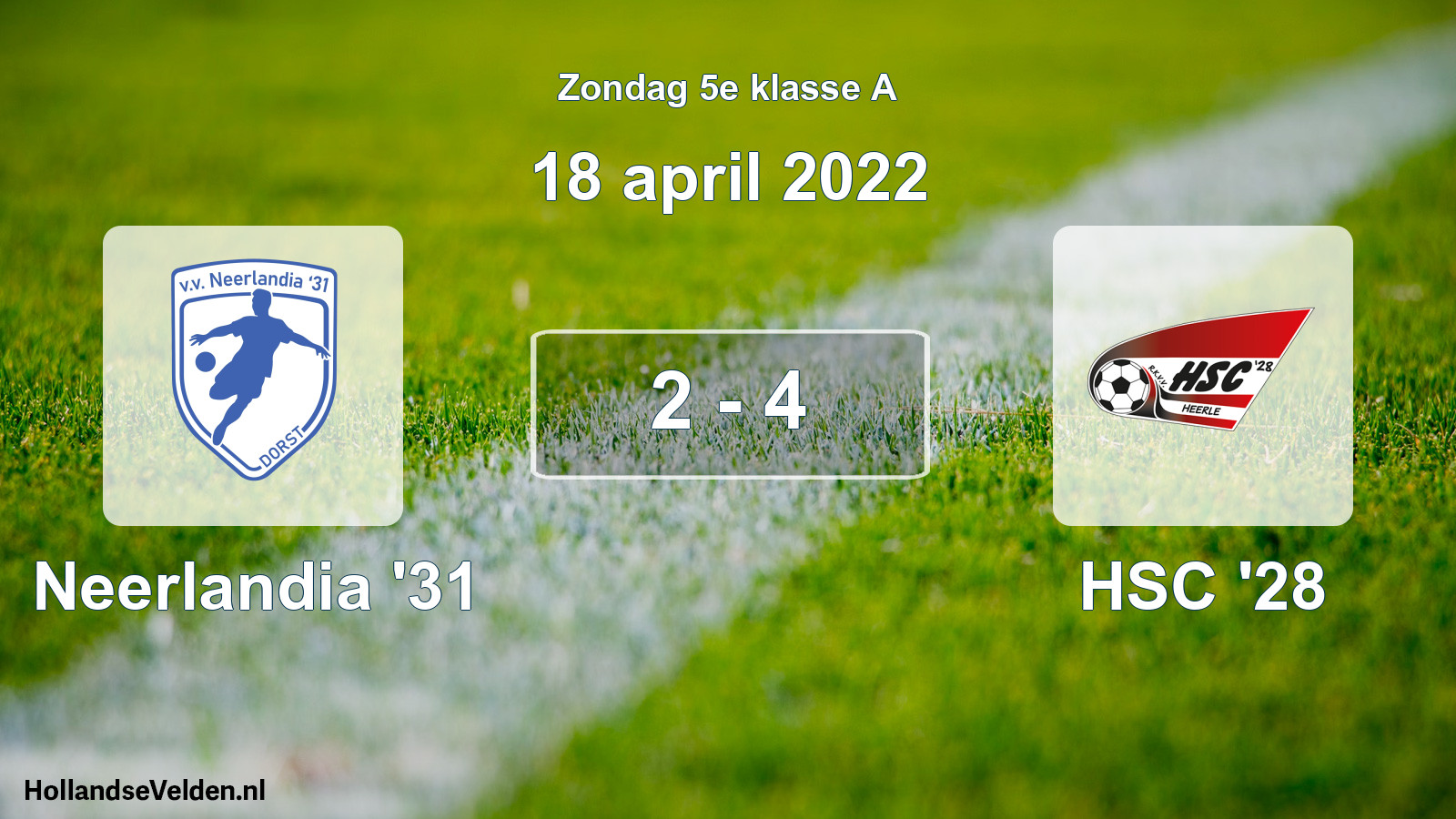 Total number of matches played: Neerlandia '31 - HSC '28 2 - 4 (18 April 2022)