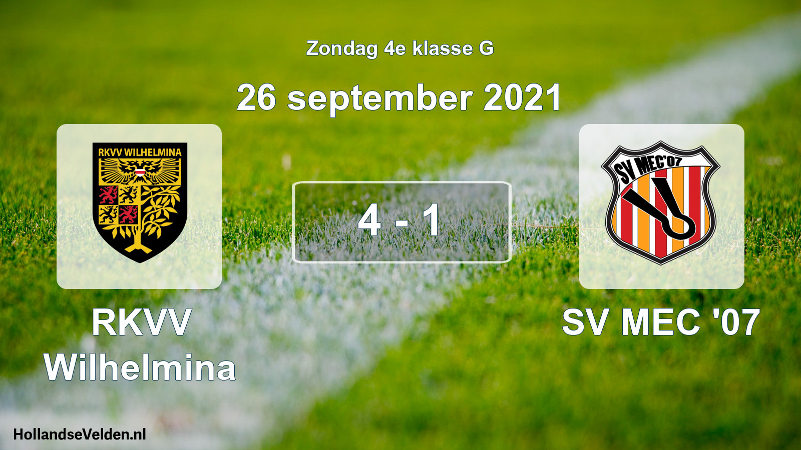 Total number of matches played: RKVV Wilhelmina - SV MEC '07 4 - 1 (26 September 2021)