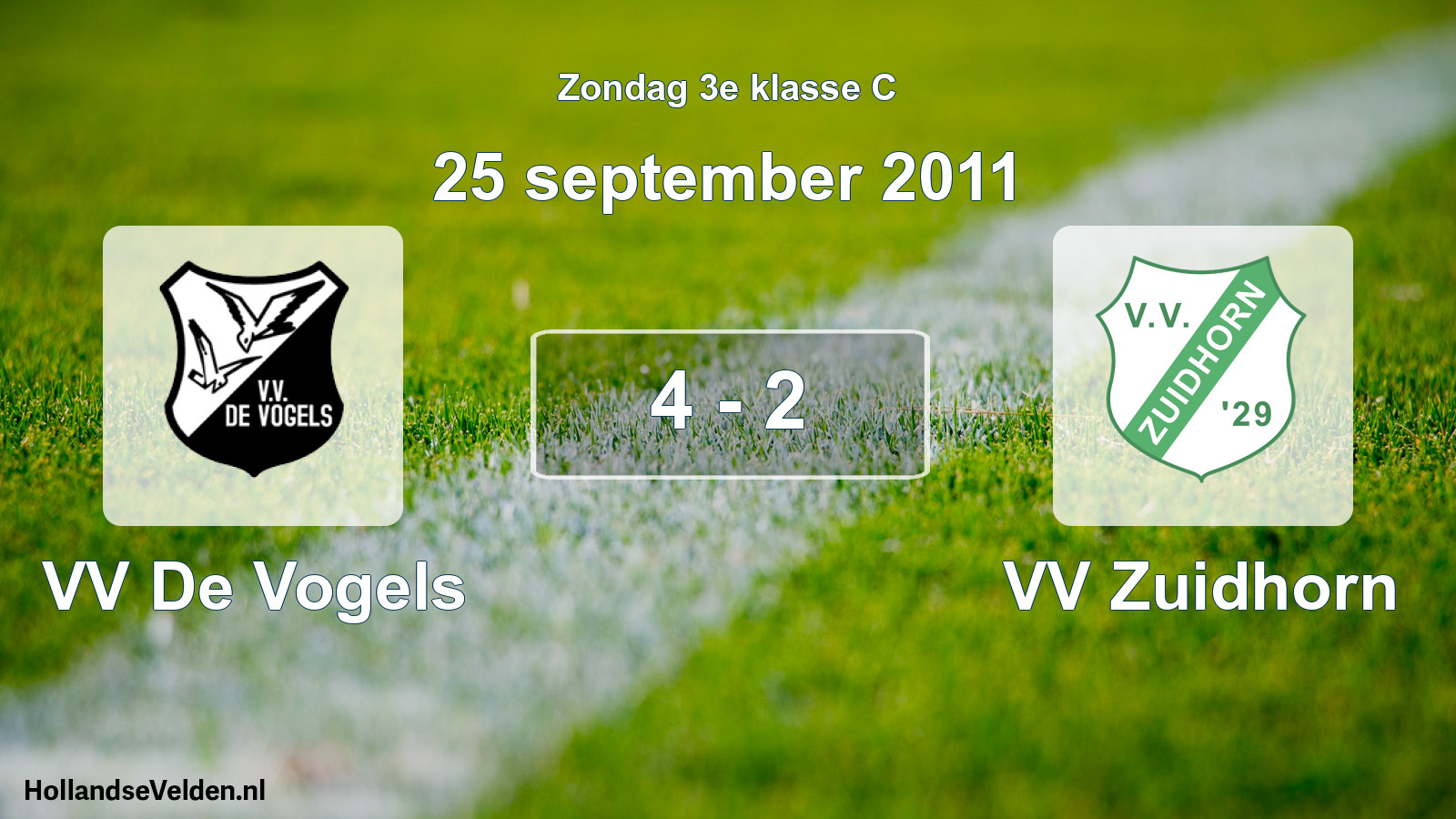 Total number of matches played: VV De Vogels - VV Zuidhorn 4 - 2 (25 September 2011)
