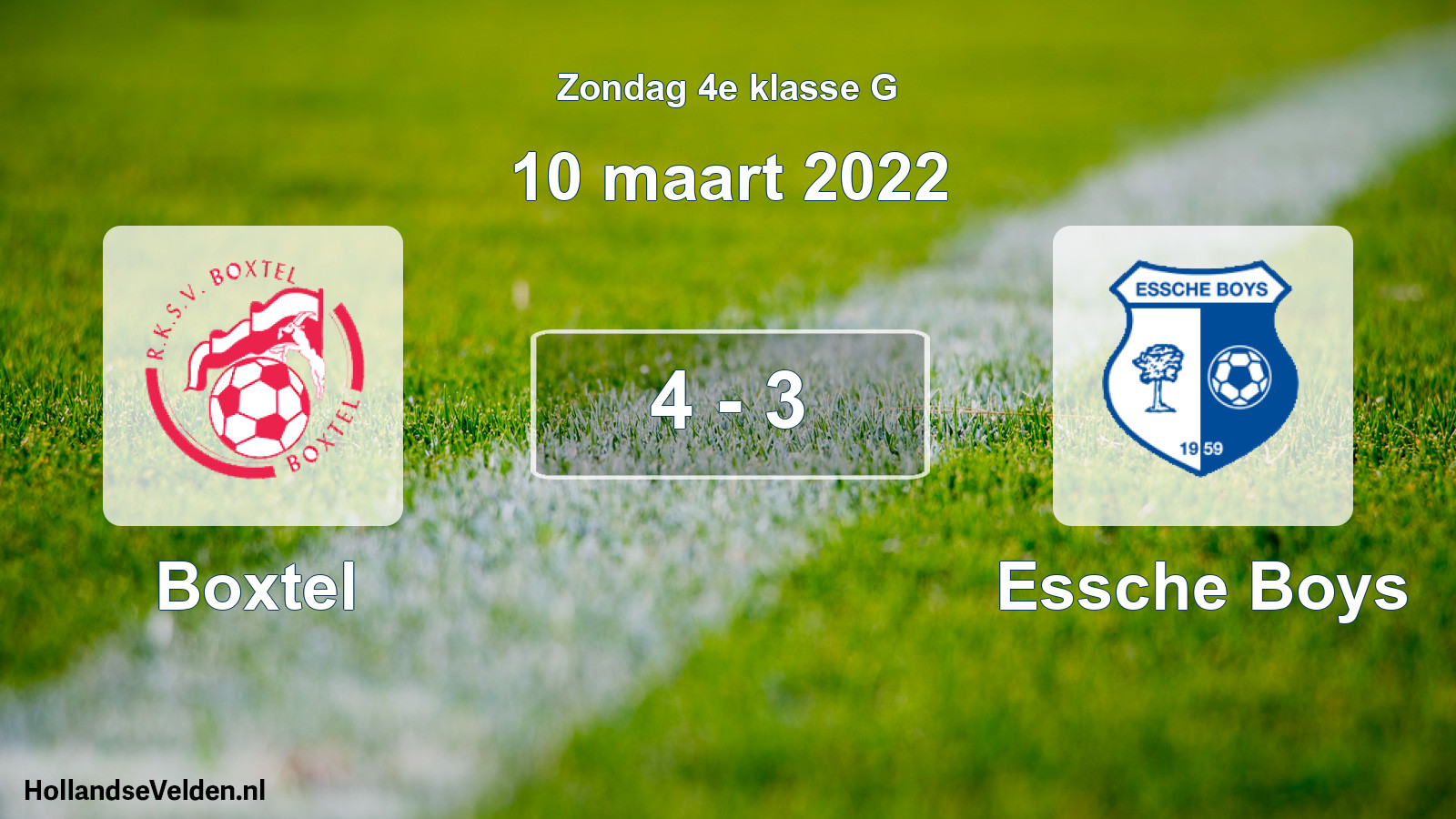 Total number of matches played: Boxtel - Essche Boys 4 - 3 (10 March 2022)