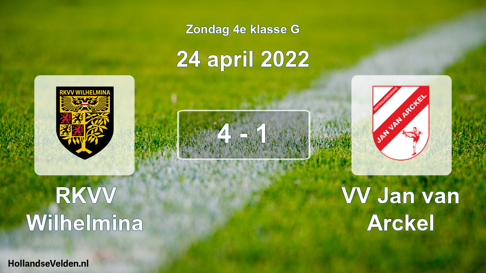 Total number of matches played: RKVV Wilhelmina - VV Jan van Arckel 4 - 1 (24 April 2022)