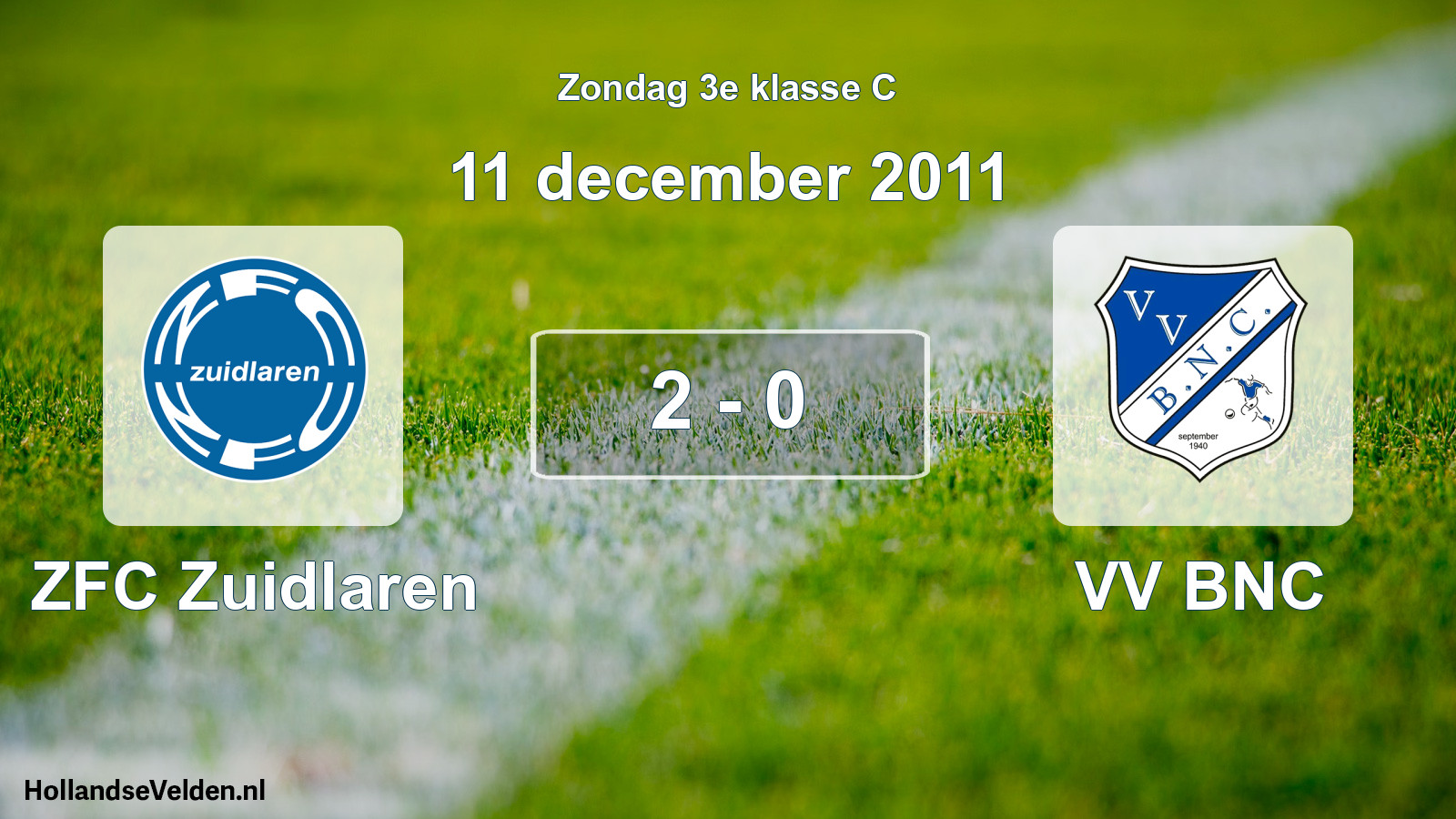 Total number of matches played: ZFC Zuidlaren - VV BNC 2 - 0 (11 December 2011)