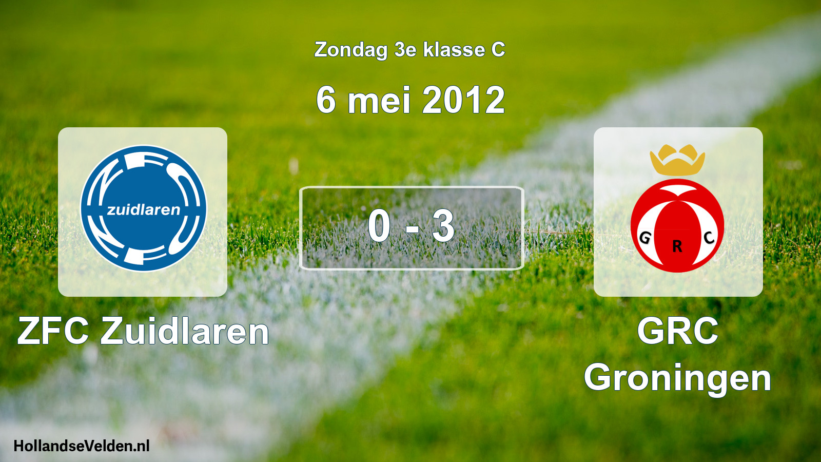 Total number of matches played: ZFC Zuidlaren - GRC Groningen 0 - 3 (6 May 2012)