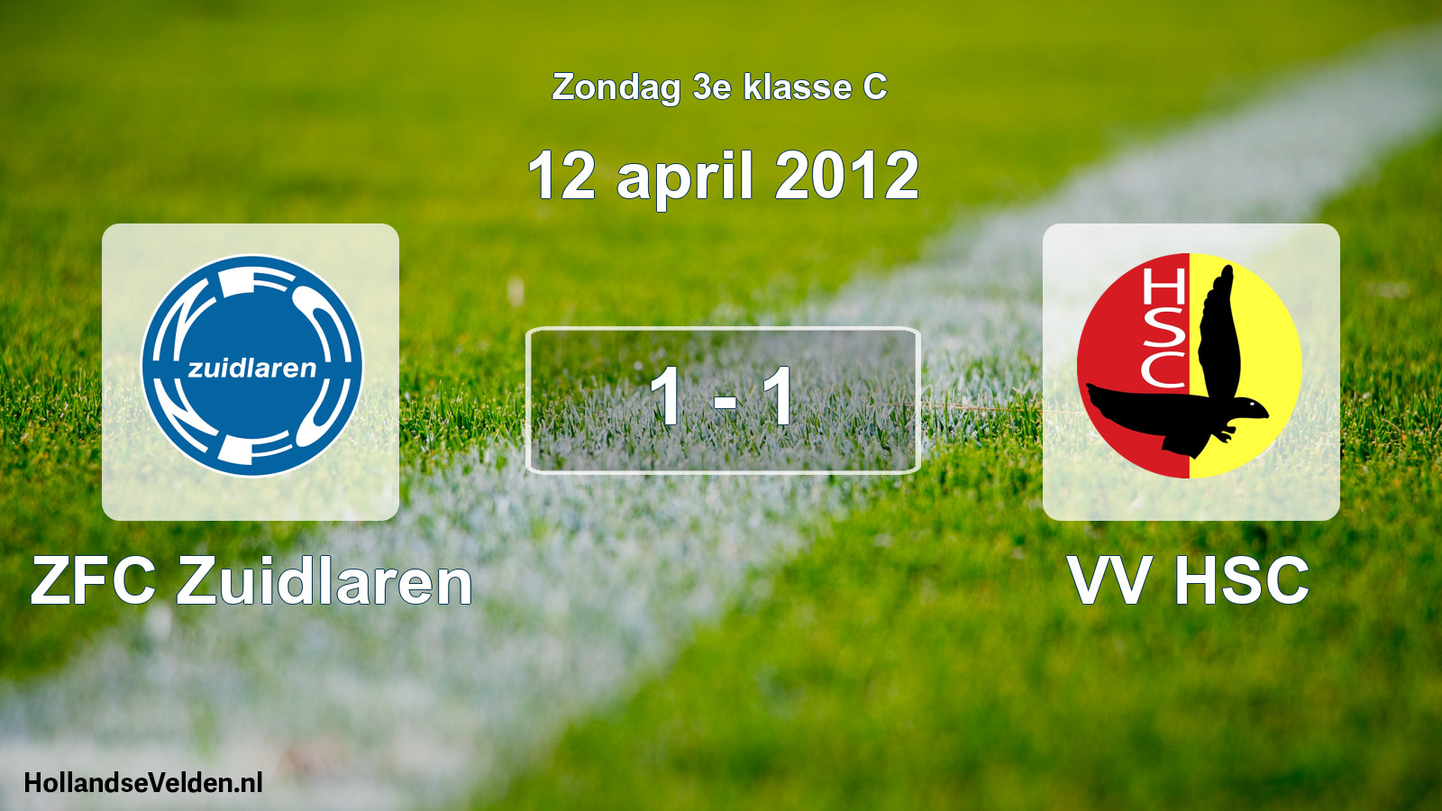 Total number of matches played: ZFC Zuidlaren - VV HSC 1 - 1 (12 April 2012)
