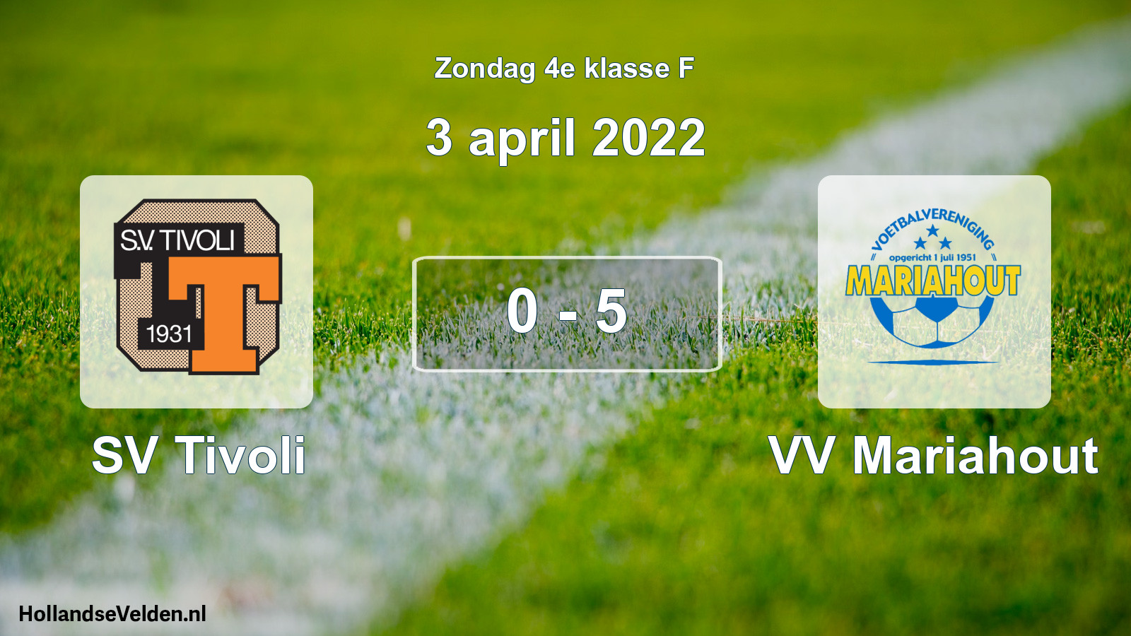 Total number of matches played: SV Tivoli - VV Mariahout 0 - 5 (3 April 2022)