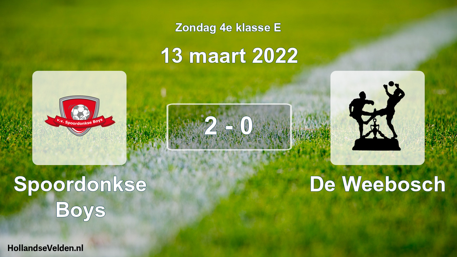 Total number of matches played: Spoordonkse Boys - De Weebosch 2 - 0 (13 March 2022)