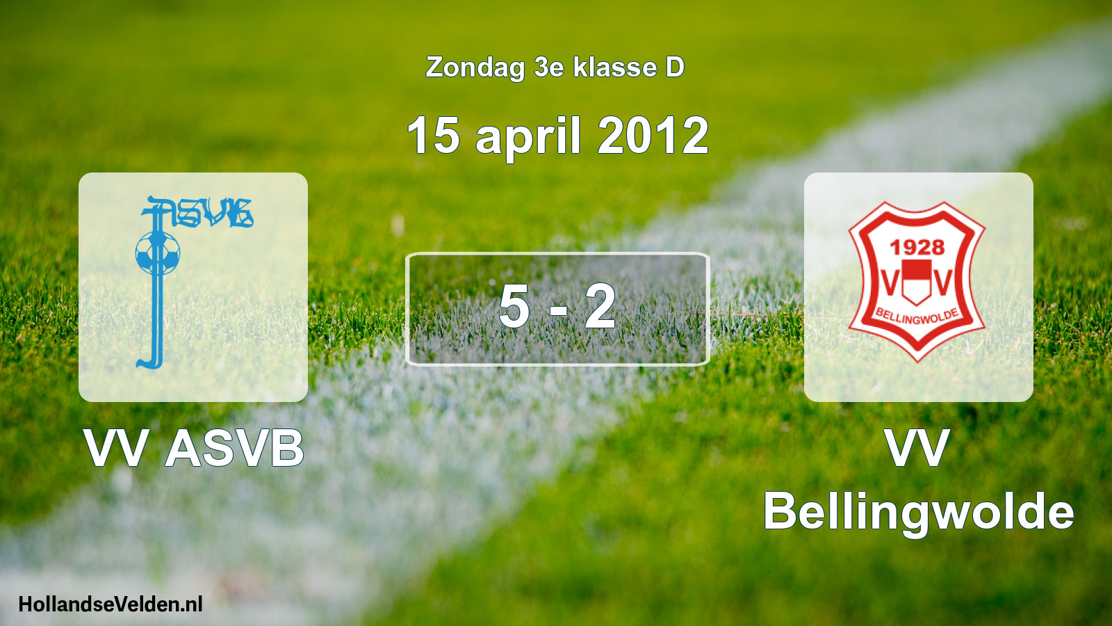 Total number of matches played: VV ASVB - VV Bellingwolde 5 - 2 (15 April 2012)
