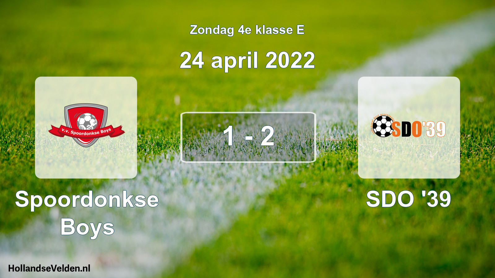 Total number of matches played: Spoordonkse Boys - SDO '39 1 - 2 (24 April 2022)