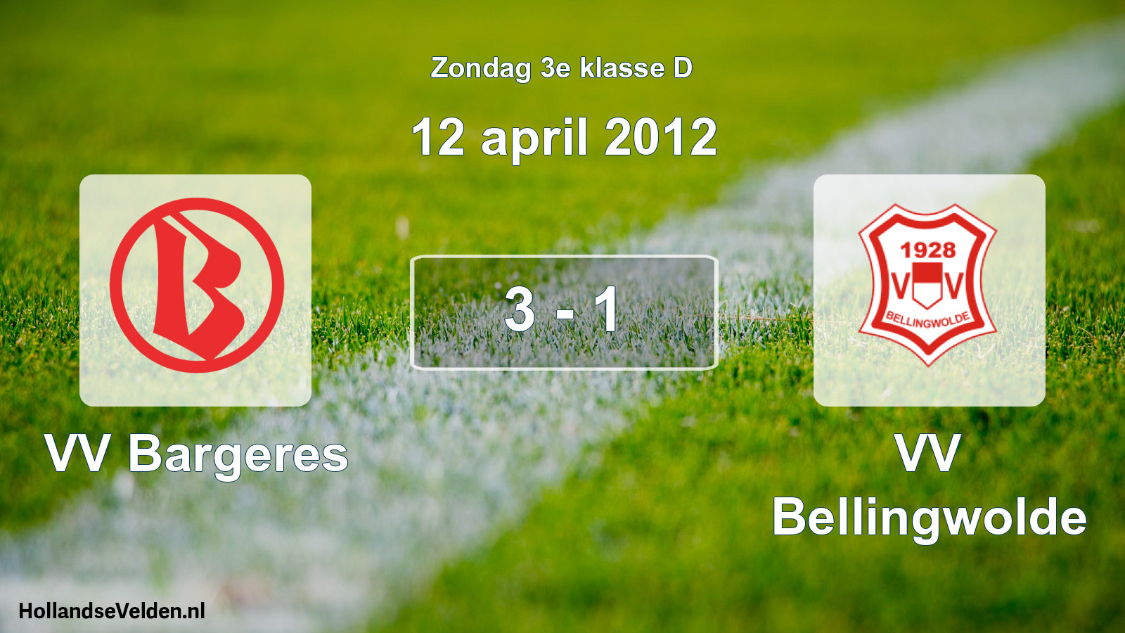 Total number of matches played: VV Bargeres - VV Bellingwolde 3 - 1 (12 April 2012)