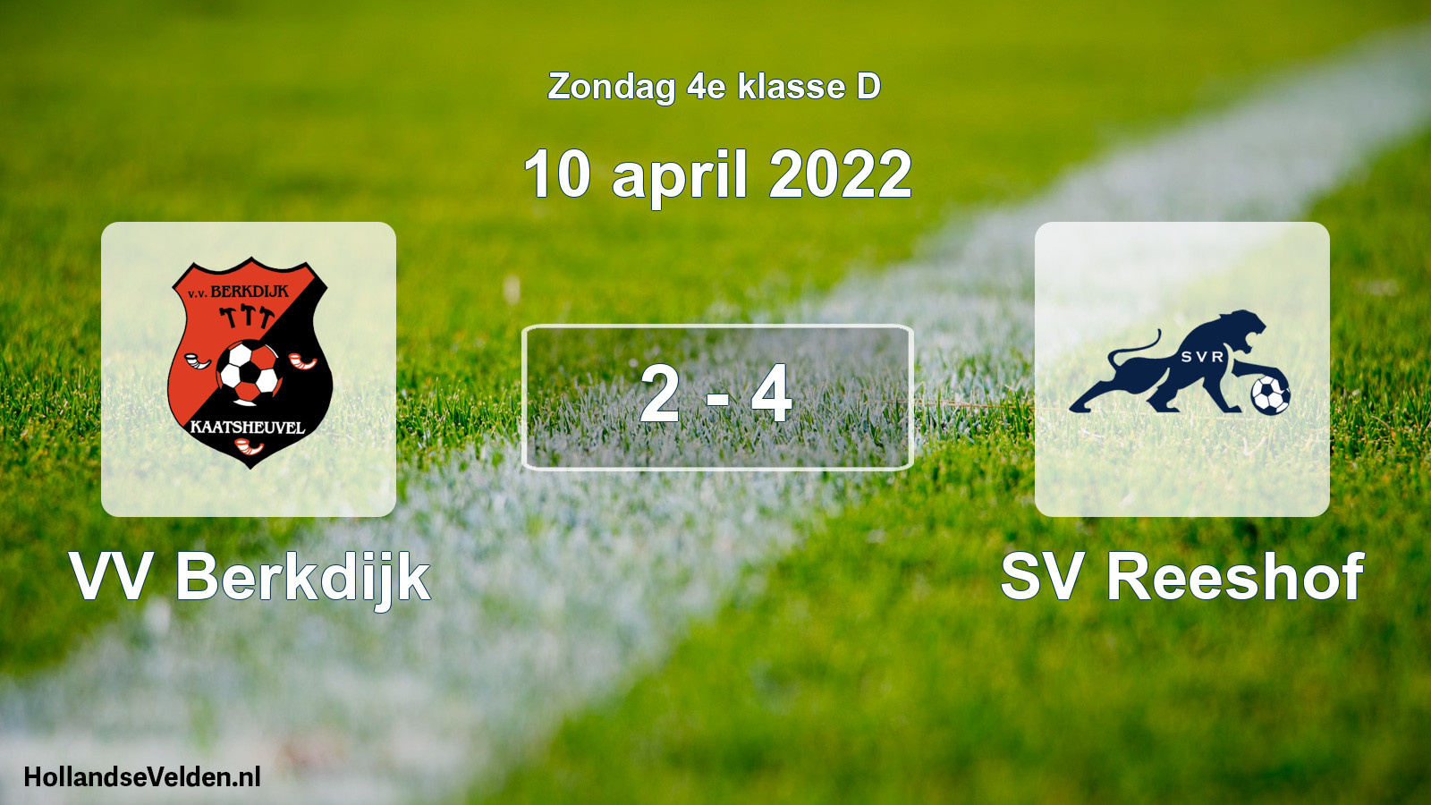 Total number of matches played: VV Berkdijk - SV Reeshof 2 - 4 (10 April 2022)