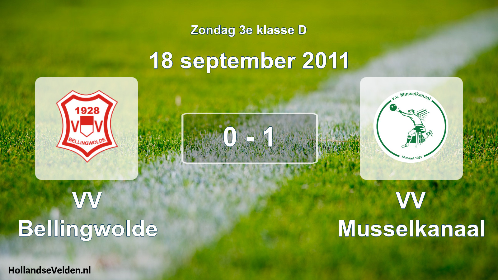 Total number of matches played: VV Bellingwolde - VV Musselkanaal 0 - 1 (18 September 2011)