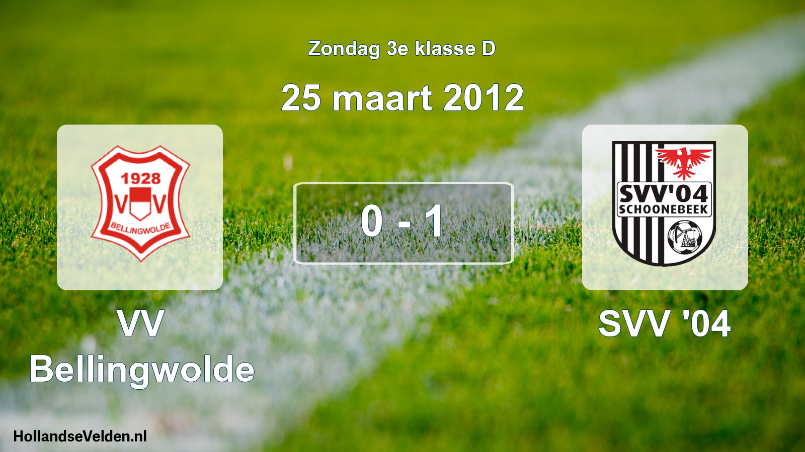 Total number of matches played: VV Bellingwolde - SVV '04 0 - 1 (25 March 2012)