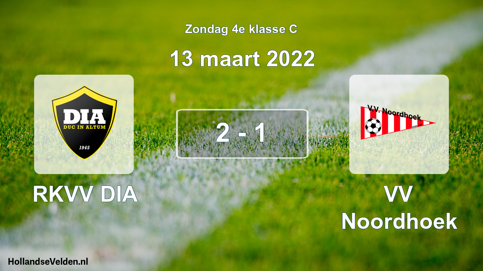 Total number of matches played: RKVV DIA - VV Noordhoek 2 - 1 (13 March 2022)