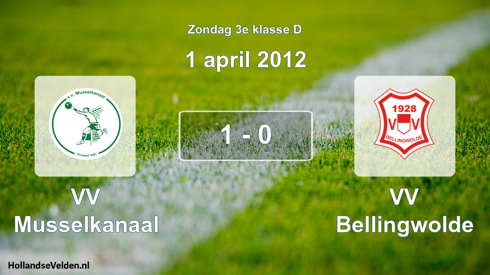 Total number of matches played: VV Musselkanaal - VV Bellingwolde 1 - 0 (1 April 2012)