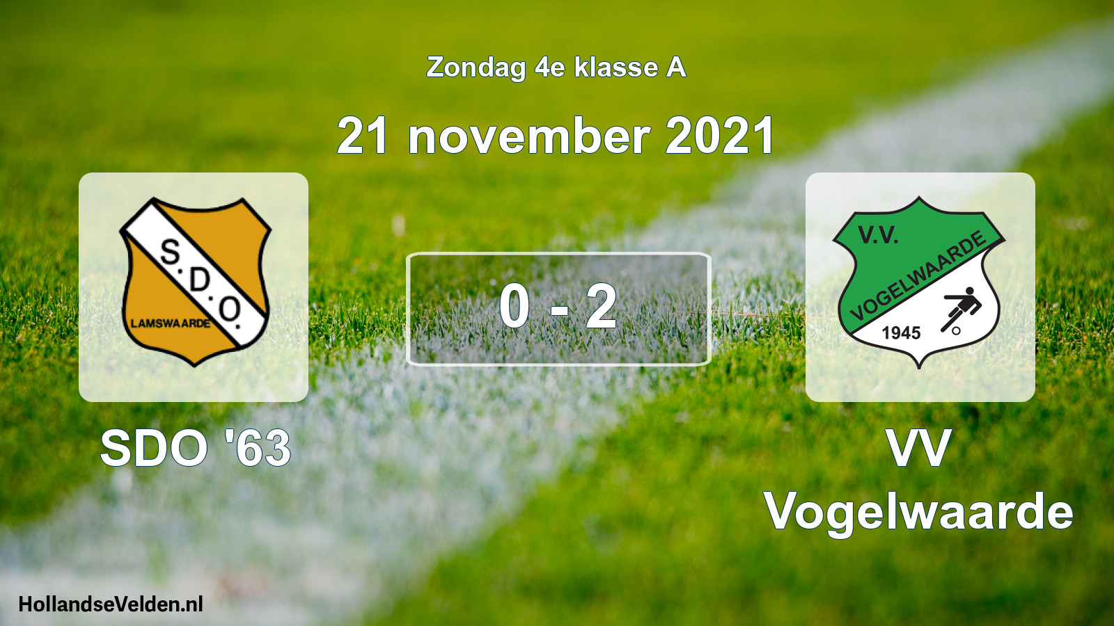 Total number of matches played: SDO '63 - VV Vogelwaarde 0 - 2 (21 November 2021)