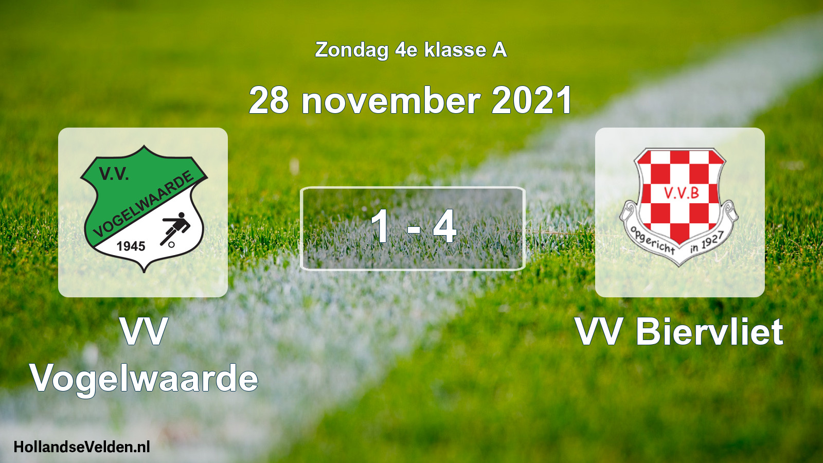 Total number of matches played: VV Vogelwaarde - VV Biervliet 1 - 4 (28 November 2021)