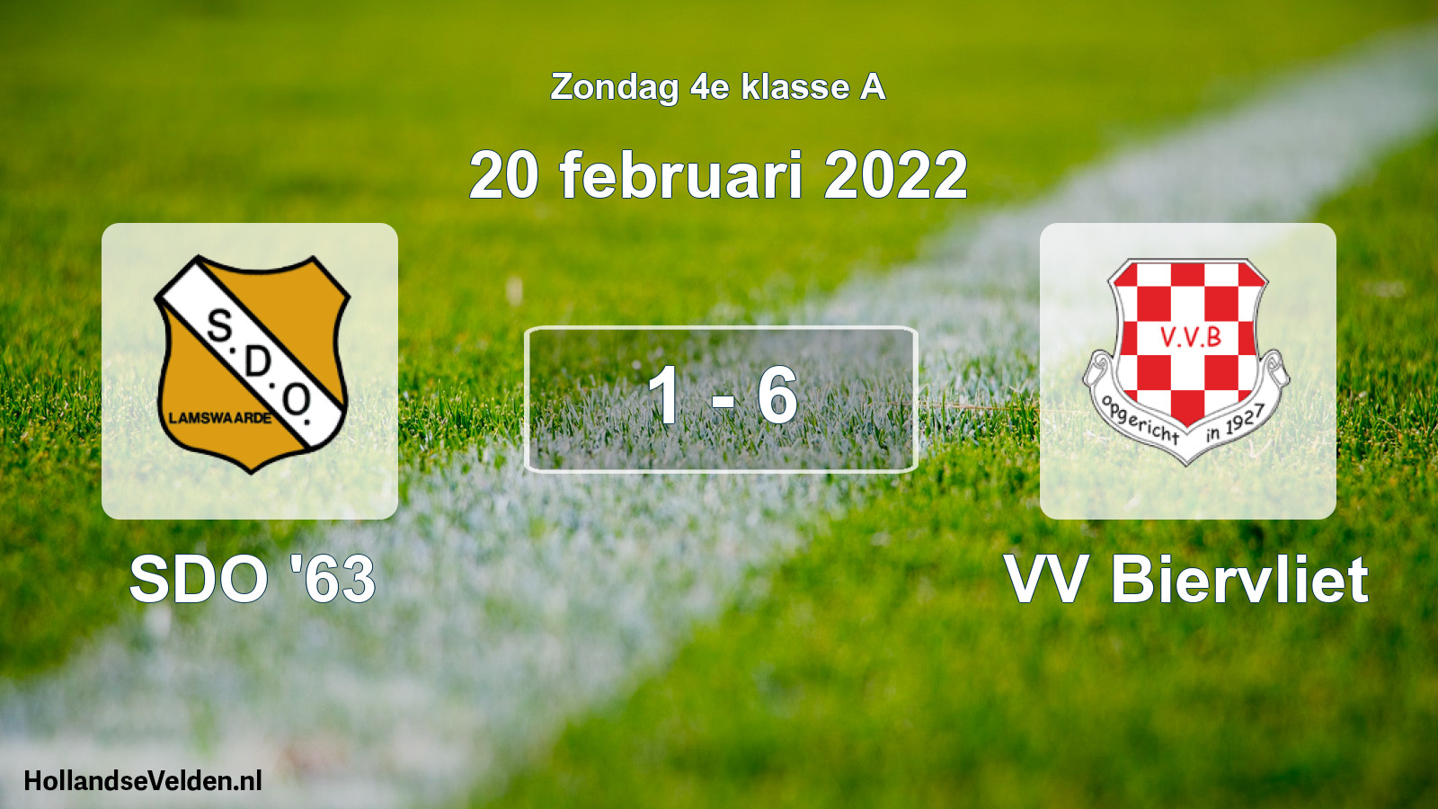 Total number of matches played: SDO '63 - VV Biervliet 1 - 6 (20 February 2022)
