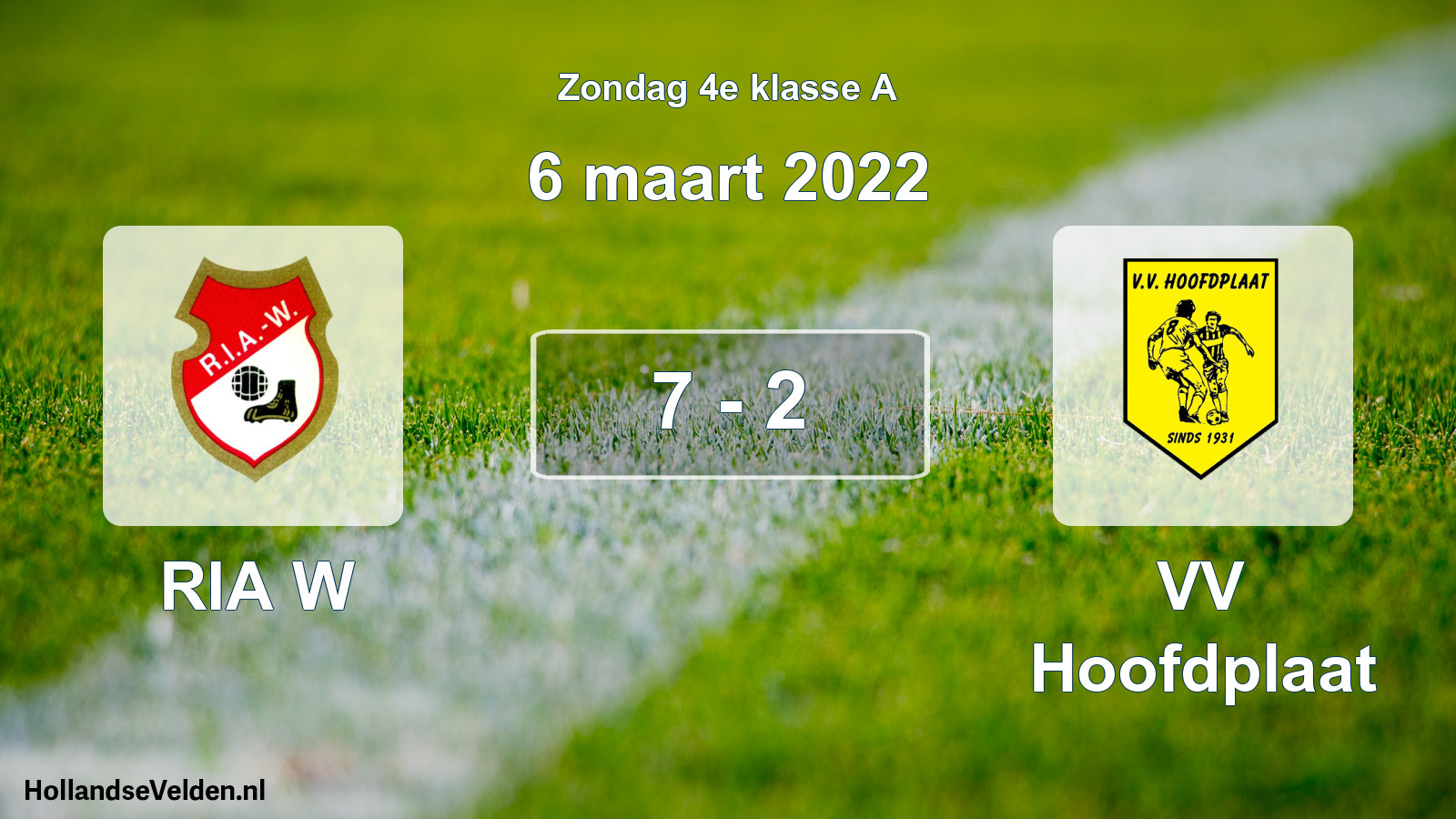 Total number of matches played: RIA W - VV Hoofdplaat 7 - 2 (6 March 2022)