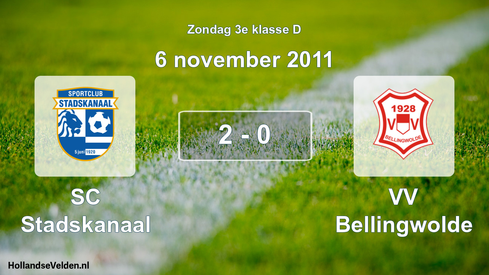 Total number of matches played: SC Stadskanaal - VV Bellingwolde 2 - 0 (6 November 2011)