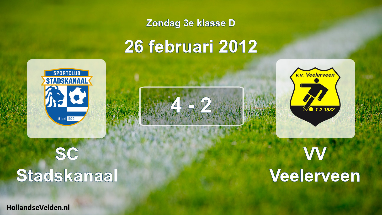 Total number of matches played: SC Stadskanaal - VV Veelerveen 4 - 2 (26 February 2012)