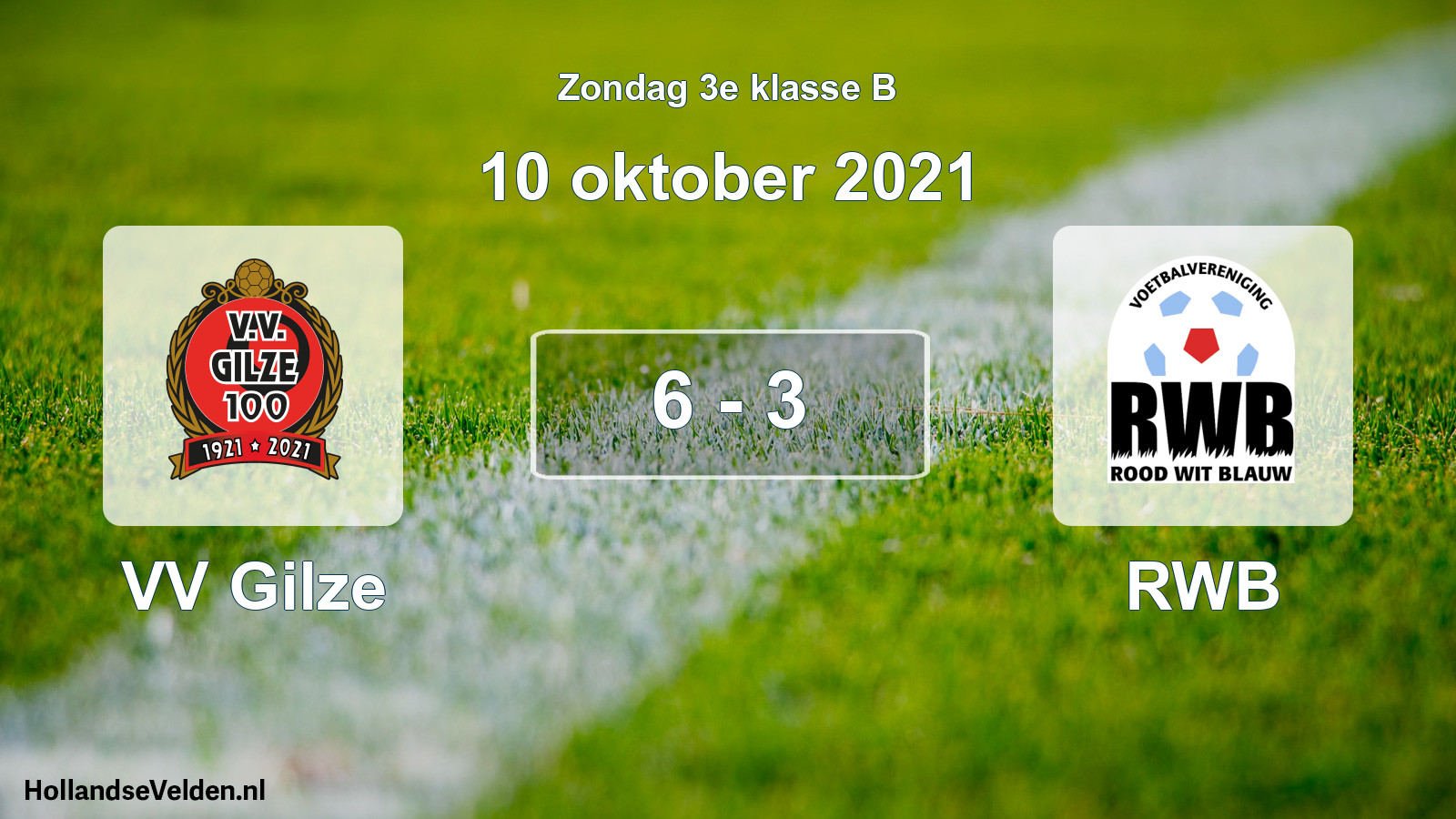 Total number of matches played: VV Gilze - RWB 6 - 3 (10 October 2021)