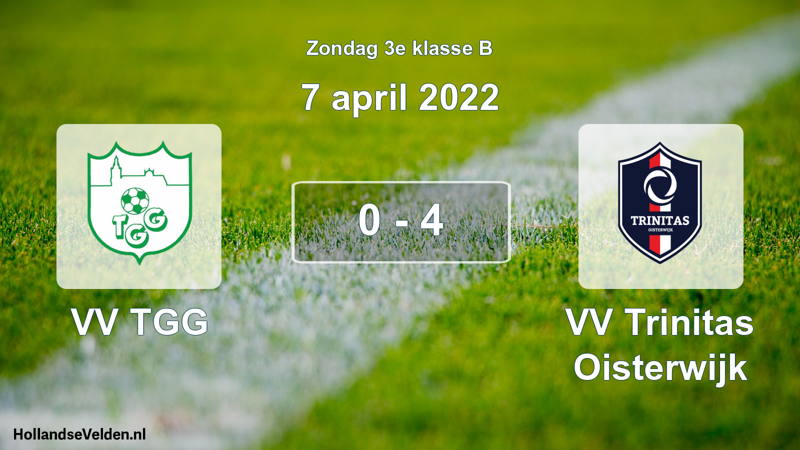 Total number of matches played: VV TGG - VV Trinitas Oisterwijk 0 - 4 (7 April 2022)