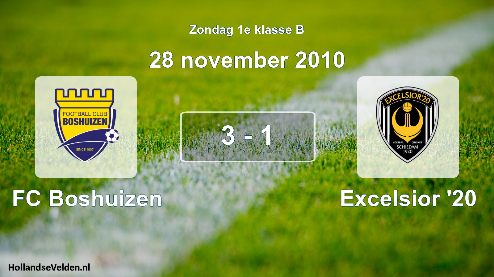 Total number of matches played: FC Boshuizen - Excelsior '20 3 - 1 (28 November 2010)