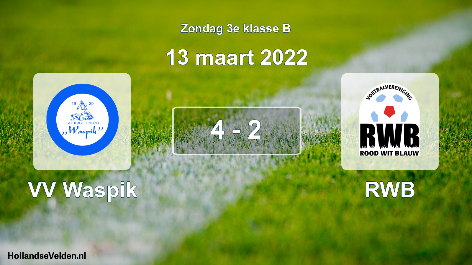 Total number of matches played: VV Waspik - RWB 4 - 2 (13 March 2022)