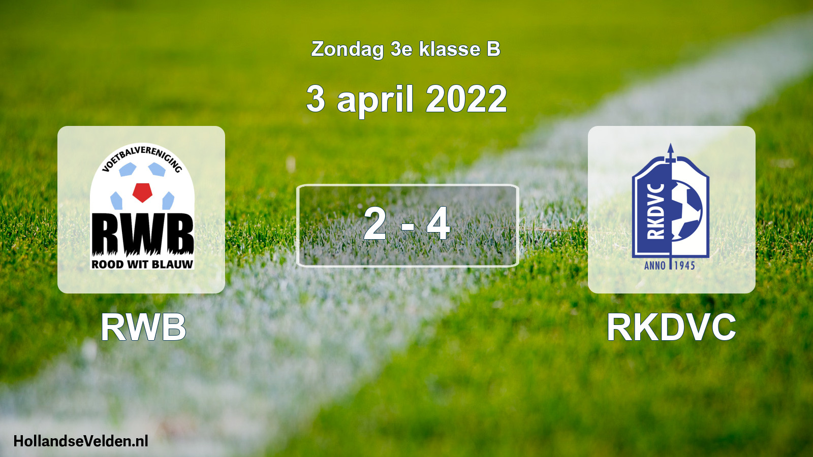 Total number of matches played: RWB - RKDVC 2 - 4 (3 April 2022)