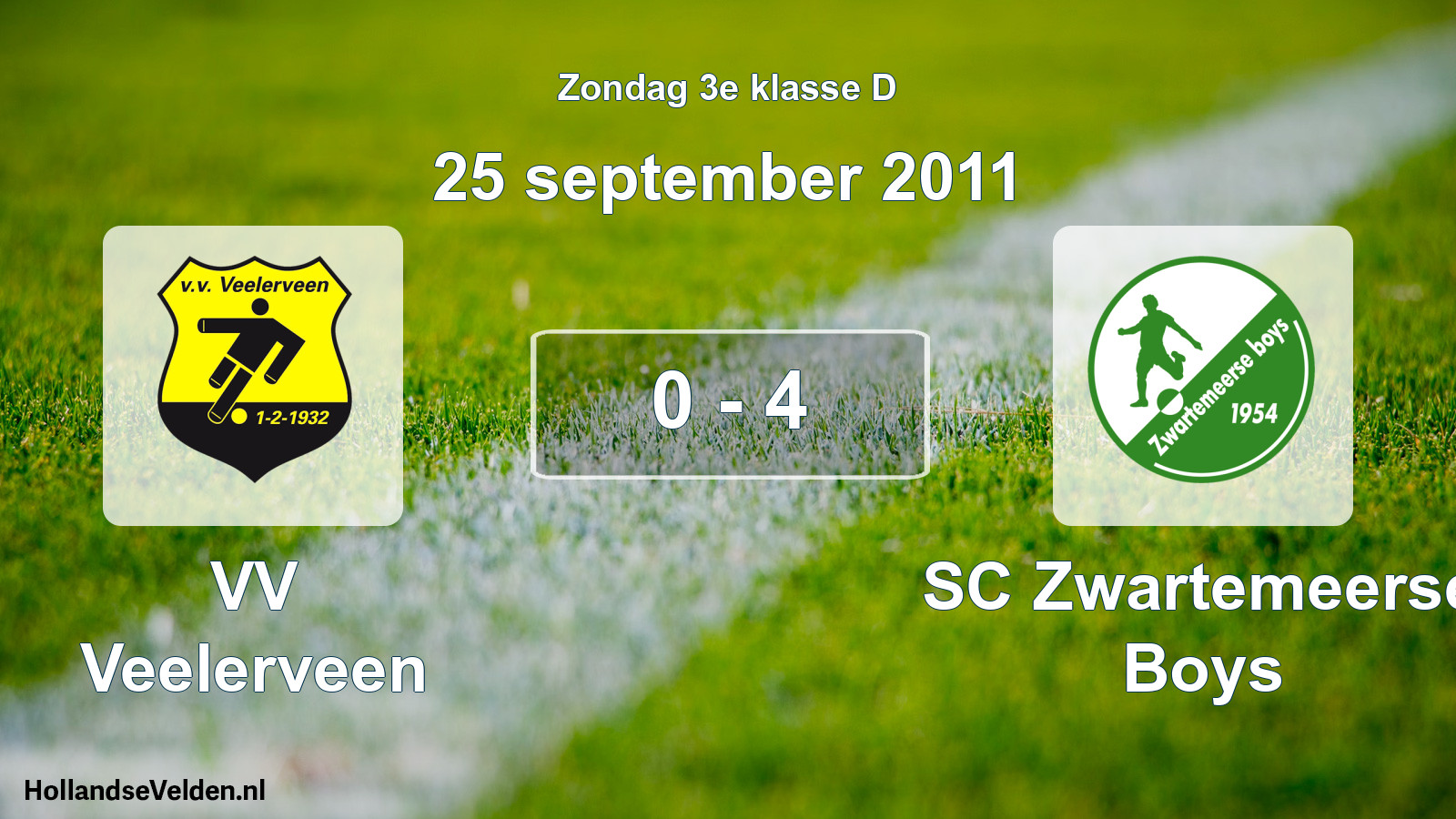 Total number of matches played: VV Veelerveen - SC Zwartemeerse Boys 0 - 4 (25 September 2011)