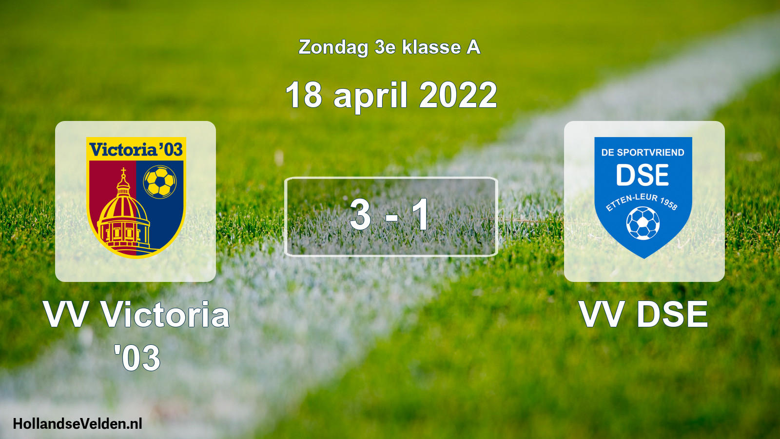 Total number of matches played: VV Victoria '03 - VV DSE 3 - 1 (18 April 2022)
