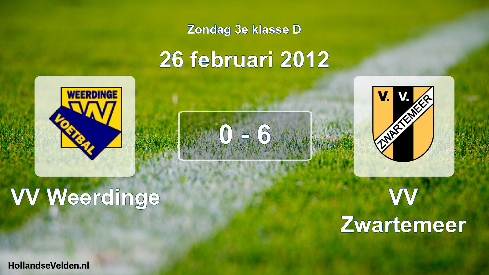 Total number of matches played: VV Weerdinge - VV Zwartemeer 0 - 6 (26 February 2012)