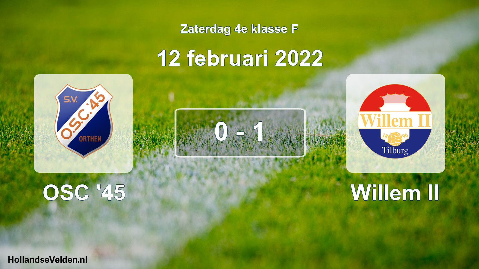 Total number of matches played: OSC '45 - Willem II 0 - 1 (12 February 2022)