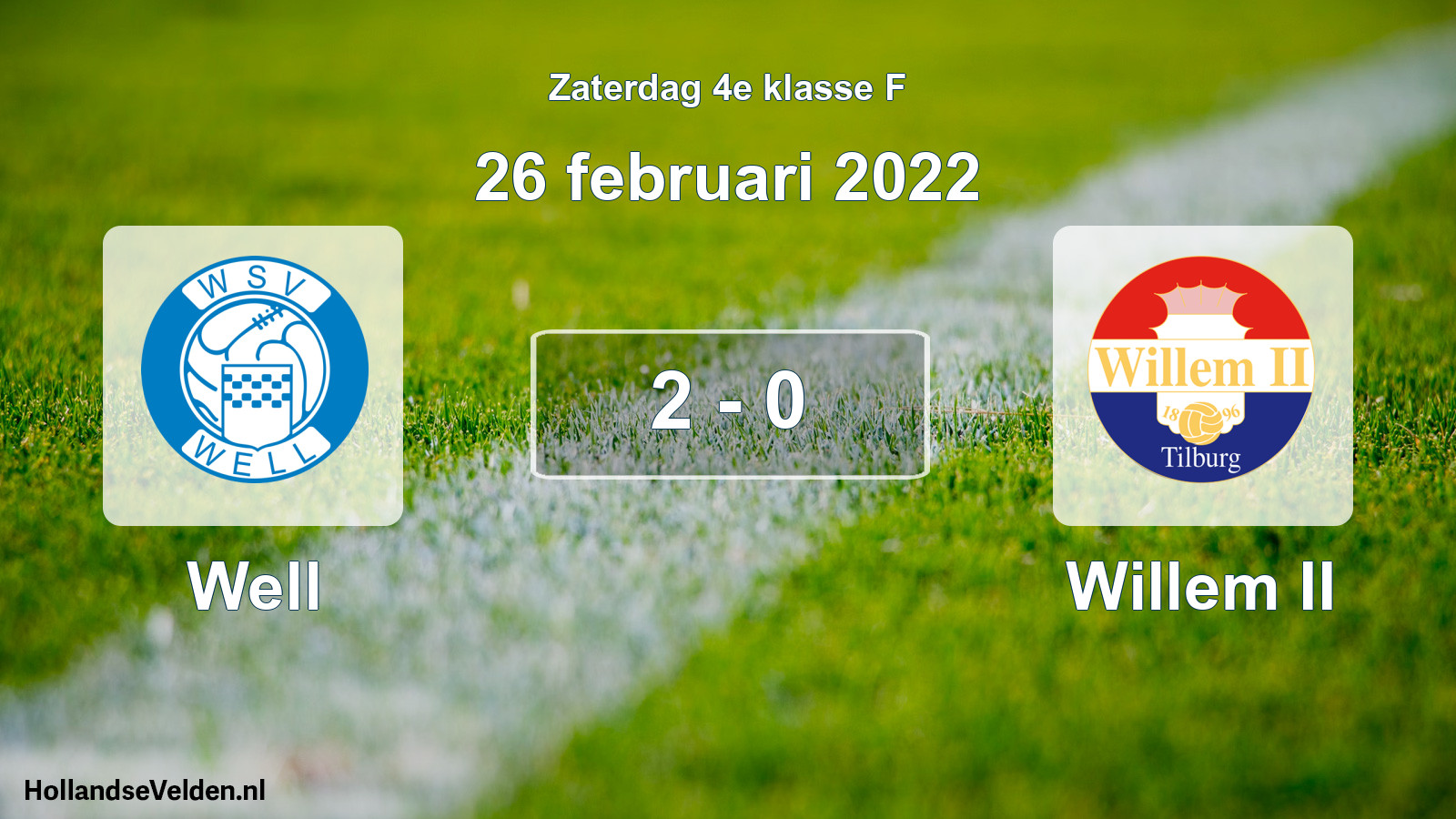 Total number of matches played: Well - Willem II 2 - 0 (26 February 2022)
