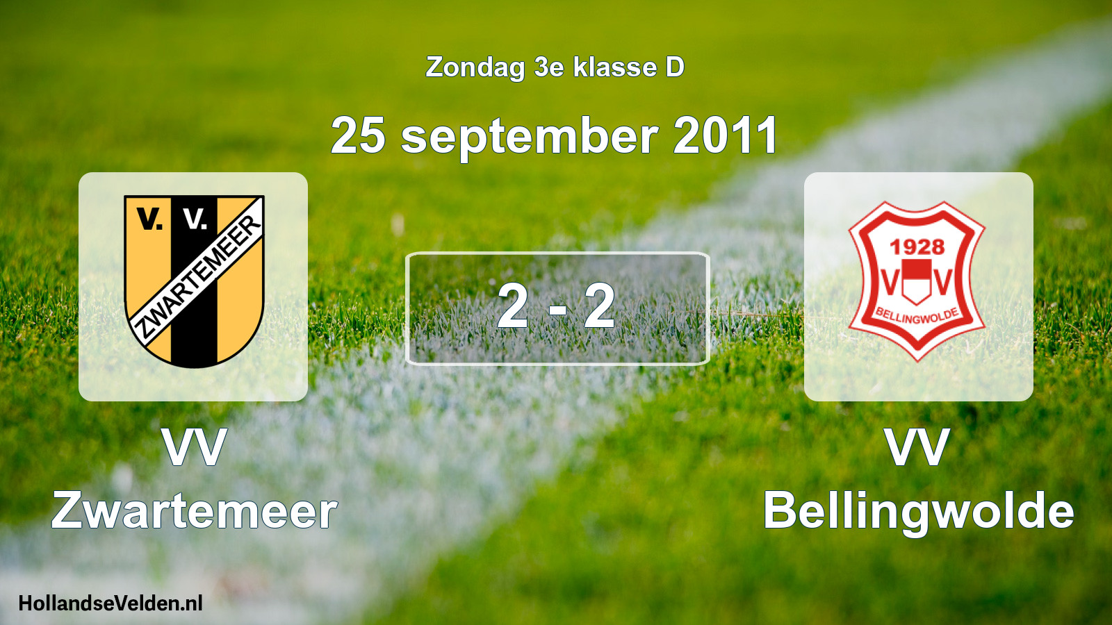 Total number of matches played: VV Zwartemeer - VV Bellingwolde 2 - 2 (25 September 2011)
