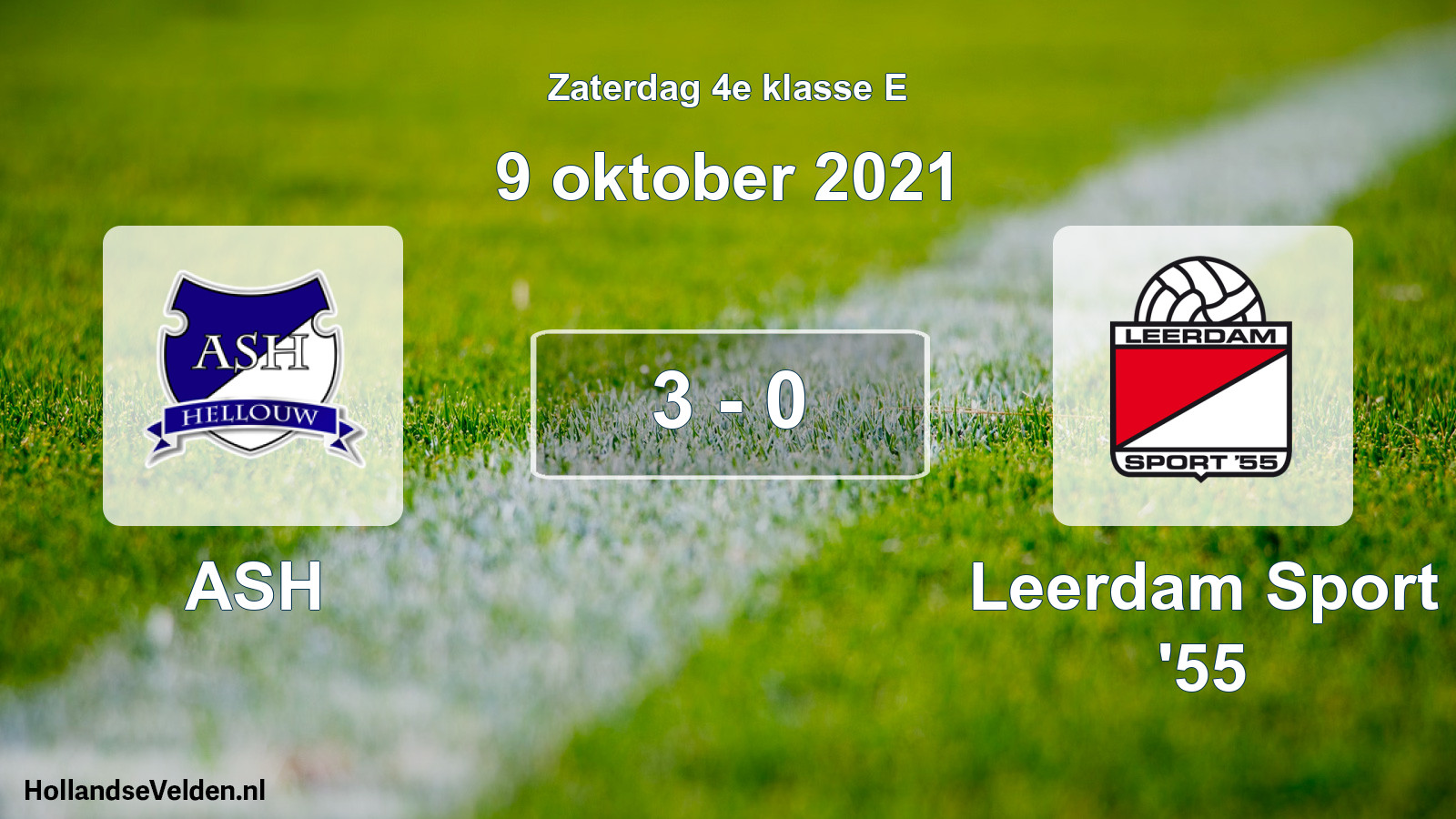 Total number of matches played: ASH - Leerdam Sport '55 3 - 0 (9 October 2021)