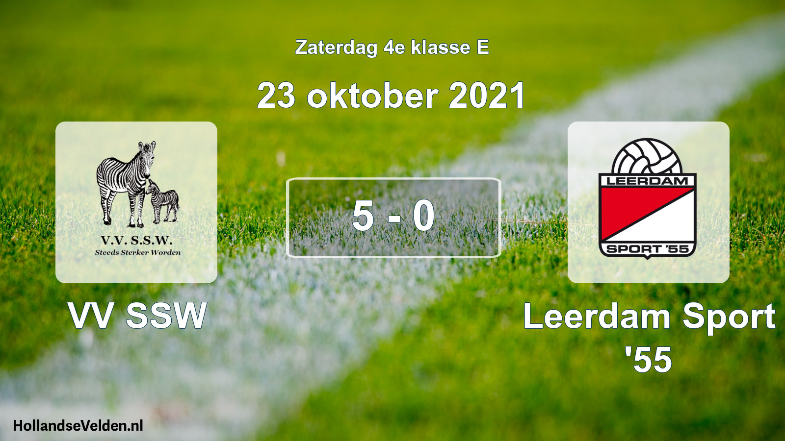 Total number of matches played: VV SSW - Leerdam Sport '55 5 - 0 (23 October 2021)