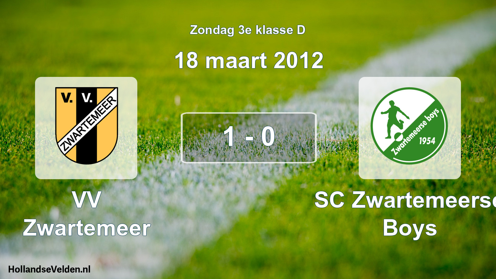 Total number of matches played: VV Zwartemeer - SC Zwartemeerse Boys 1 - 0 (18 March 2012)