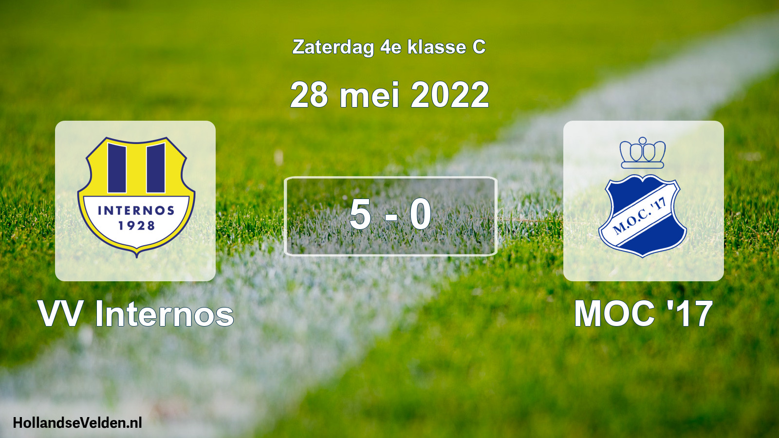Total number of matches played: VV Internos - MOC '17 5 - 0 (28 May 2022)